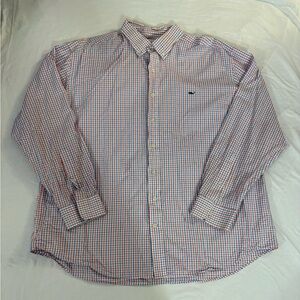 Vineyard Vines Plaid Whale Shirt Men’s XL Button Down Shirt Blue Orange
